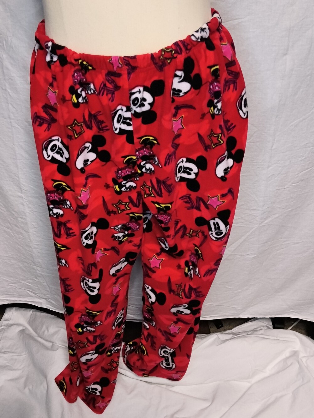 Adult Red Mickey Mouse Fleece Pajama Pants 3X